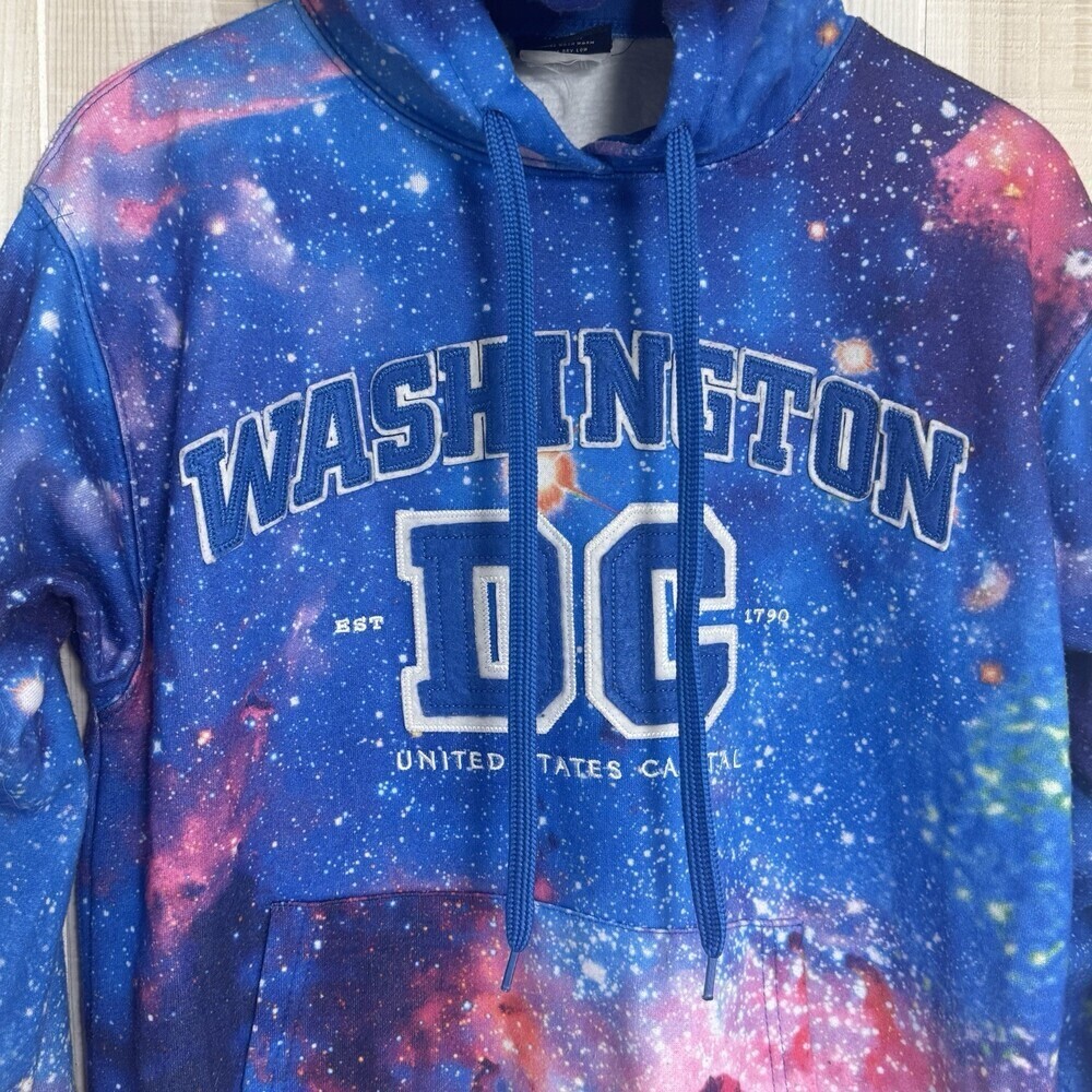 Washington DC Hoodie Mens Galaxy Print Hooded Pullover USA Design Embroidered M